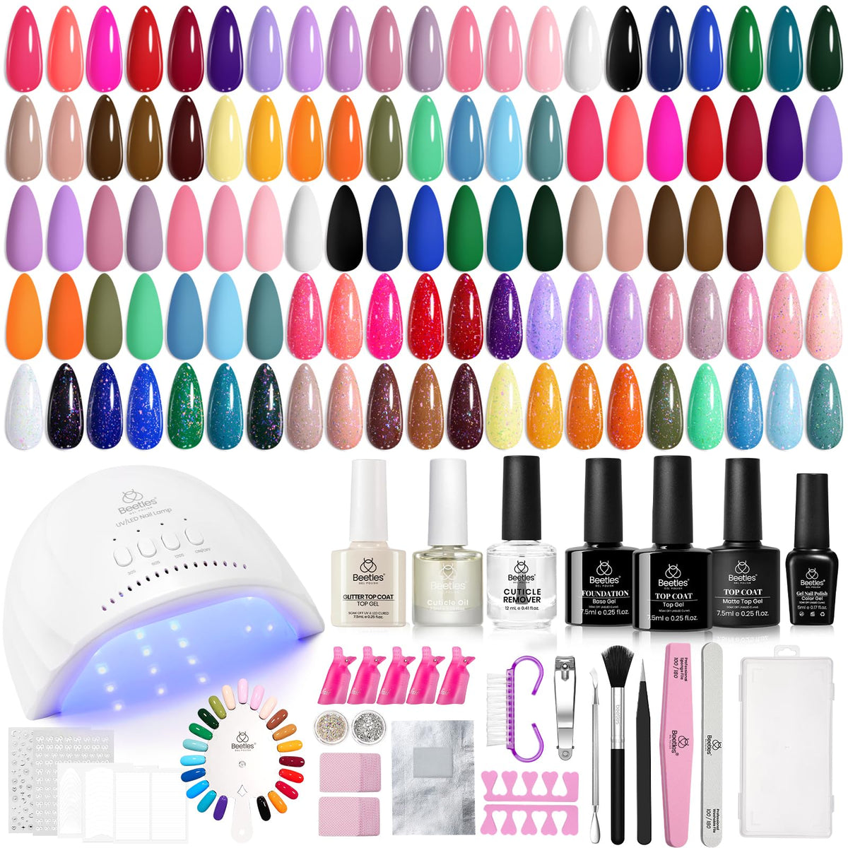Beetles gel nail kit UV lamp in use for fast curing and glossy nails