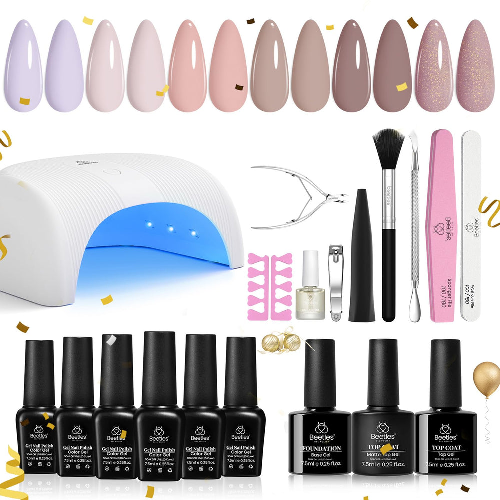 Beetles Gel Nail Polish Kit with UV lamp for at-home salon-quality nails