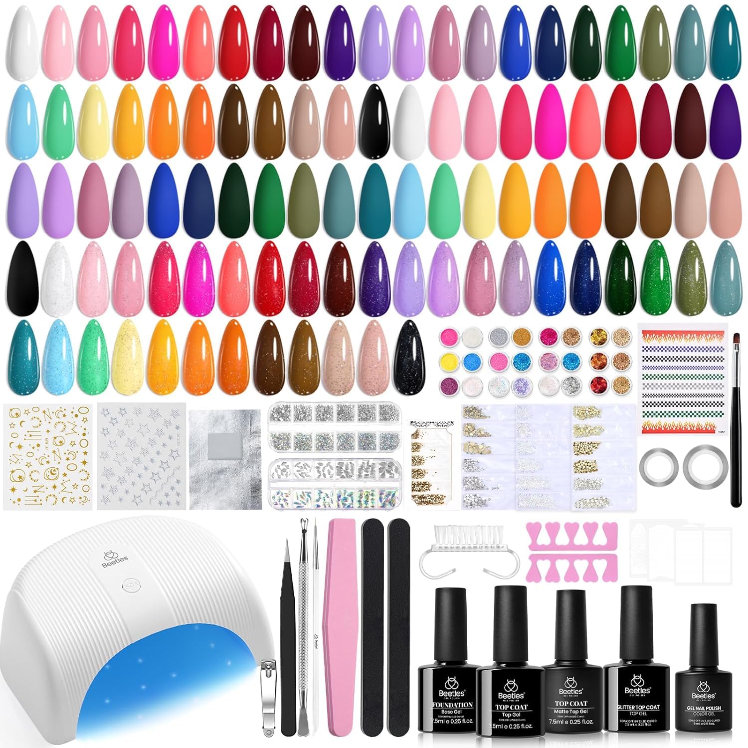 Beetles Gel Nail Kit UV lamp auto sensor for quick, even curing
