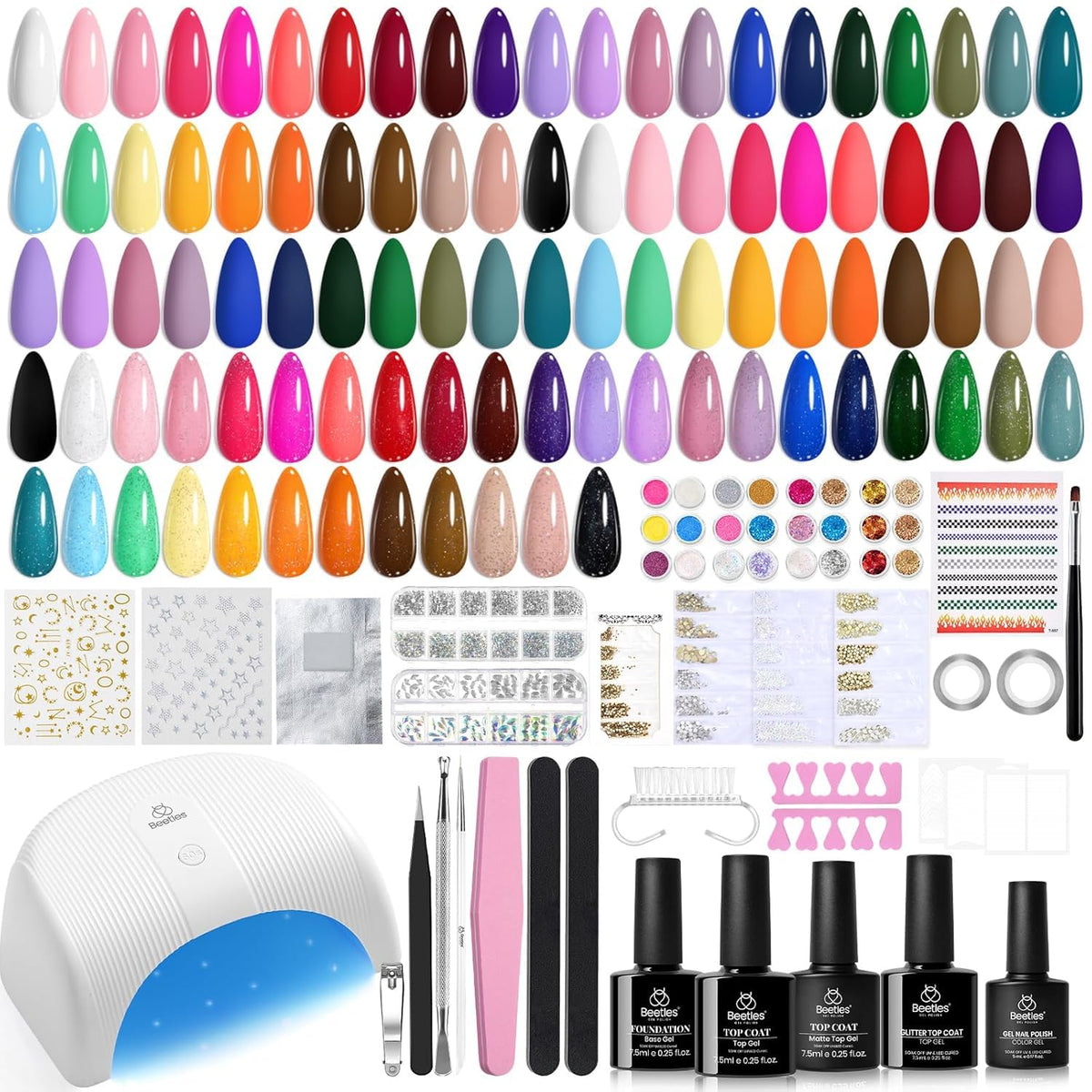 Beetles Gel Nail Kit UV lamp auto sensor for quick, even curing