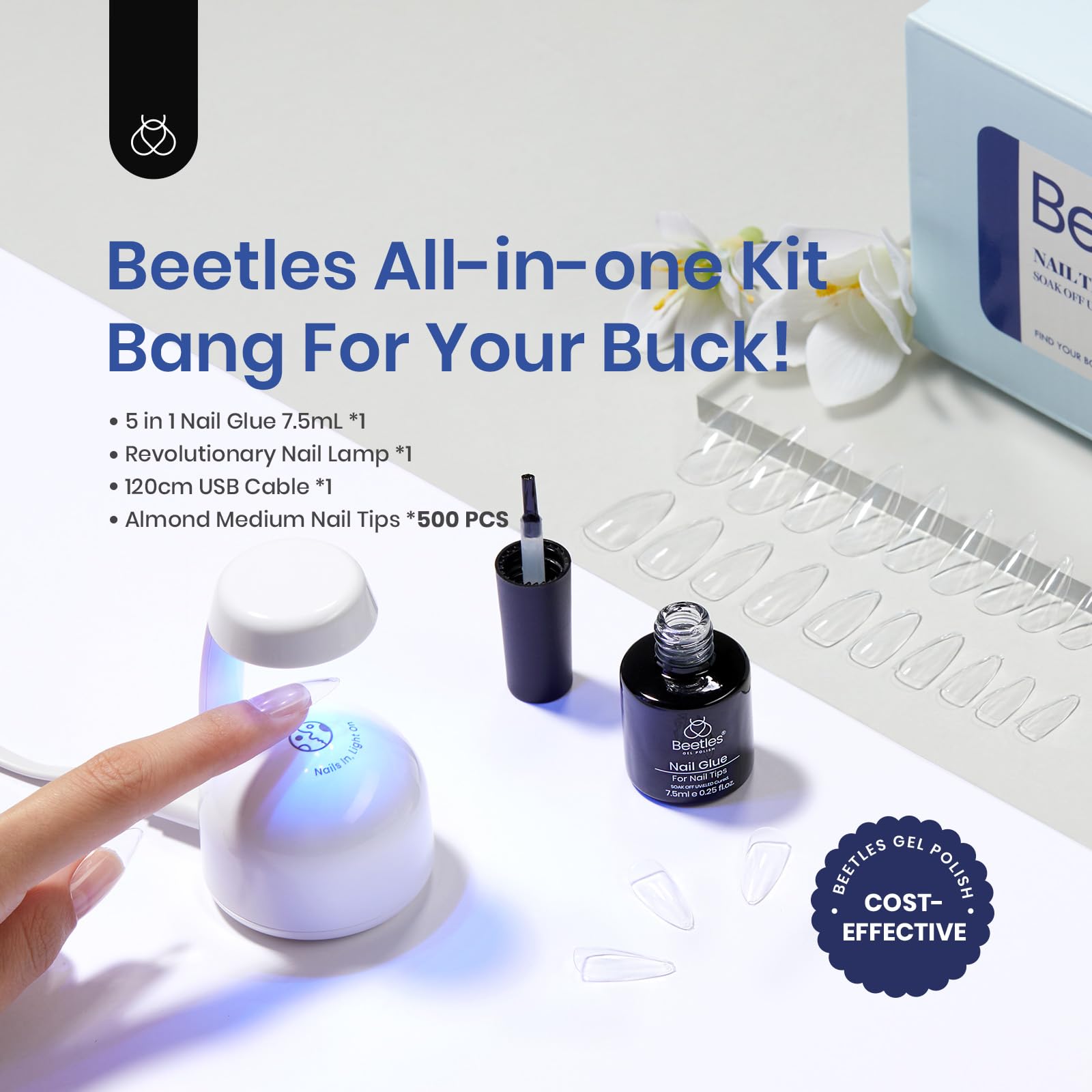 Beetles Gel Nail Lamp 9-in-1 compact enables quick curing for salon-like results at home