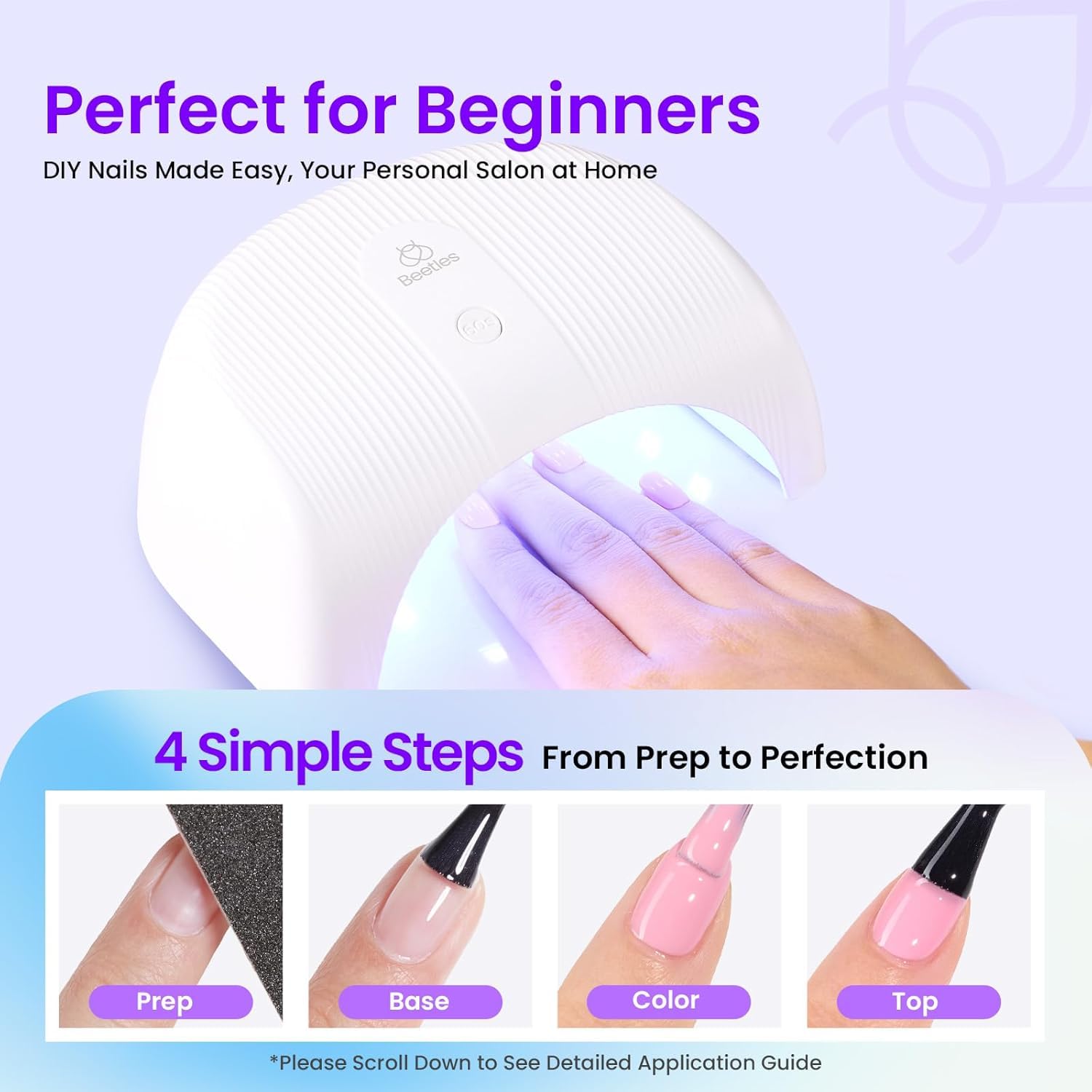 Beetles gel-nail-lamp-uv-light features auto sensor for quick curing at home.