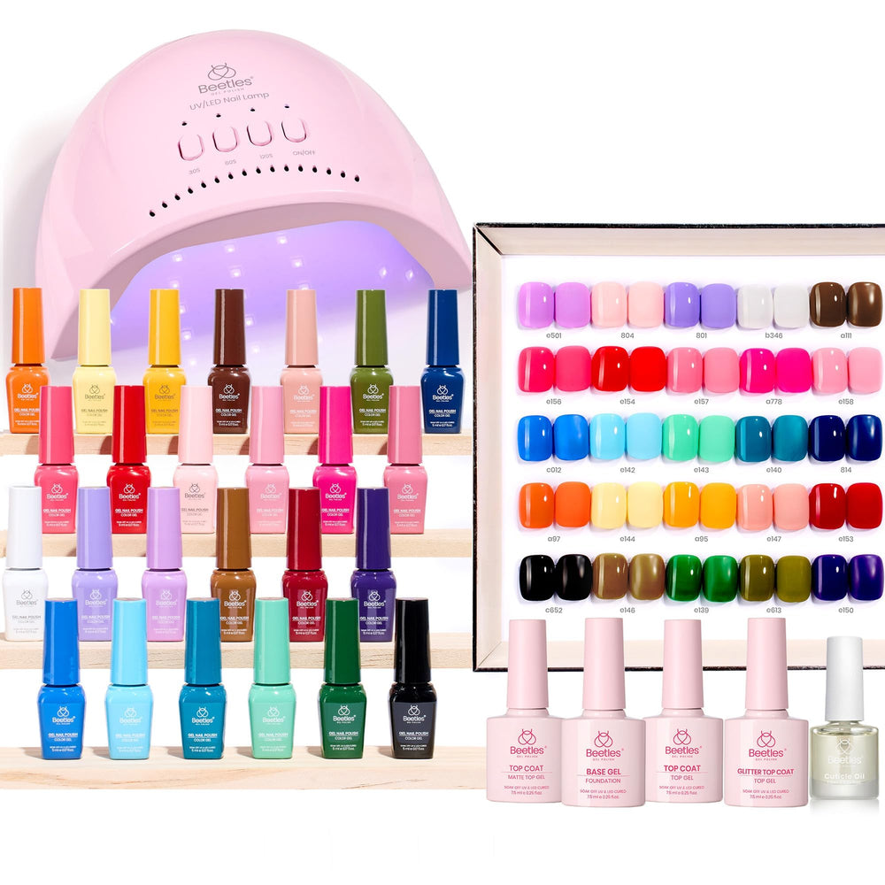 Beetles Gel Nail Polish Kit with 25 colors for at-home manicures and gloss-ready results
