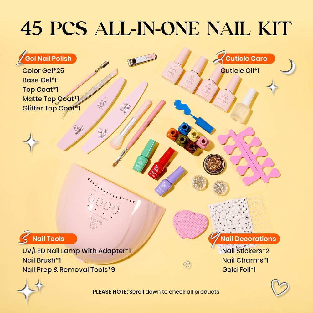 Beetles Gel Nail Polish Kit base coat bottle shown for strong adhesion