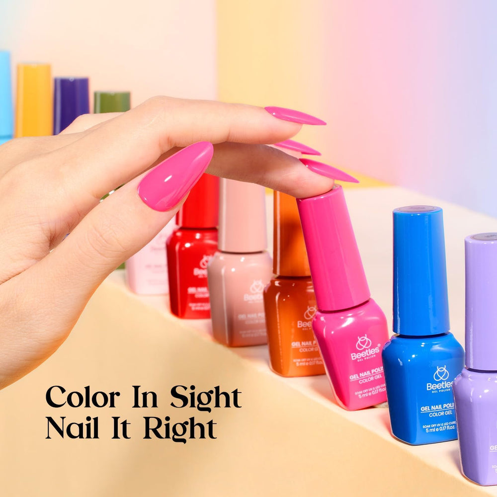 Beetles Gel Nail Polish Kit top coat bottle demonstrates no-wipe high-gloss finish