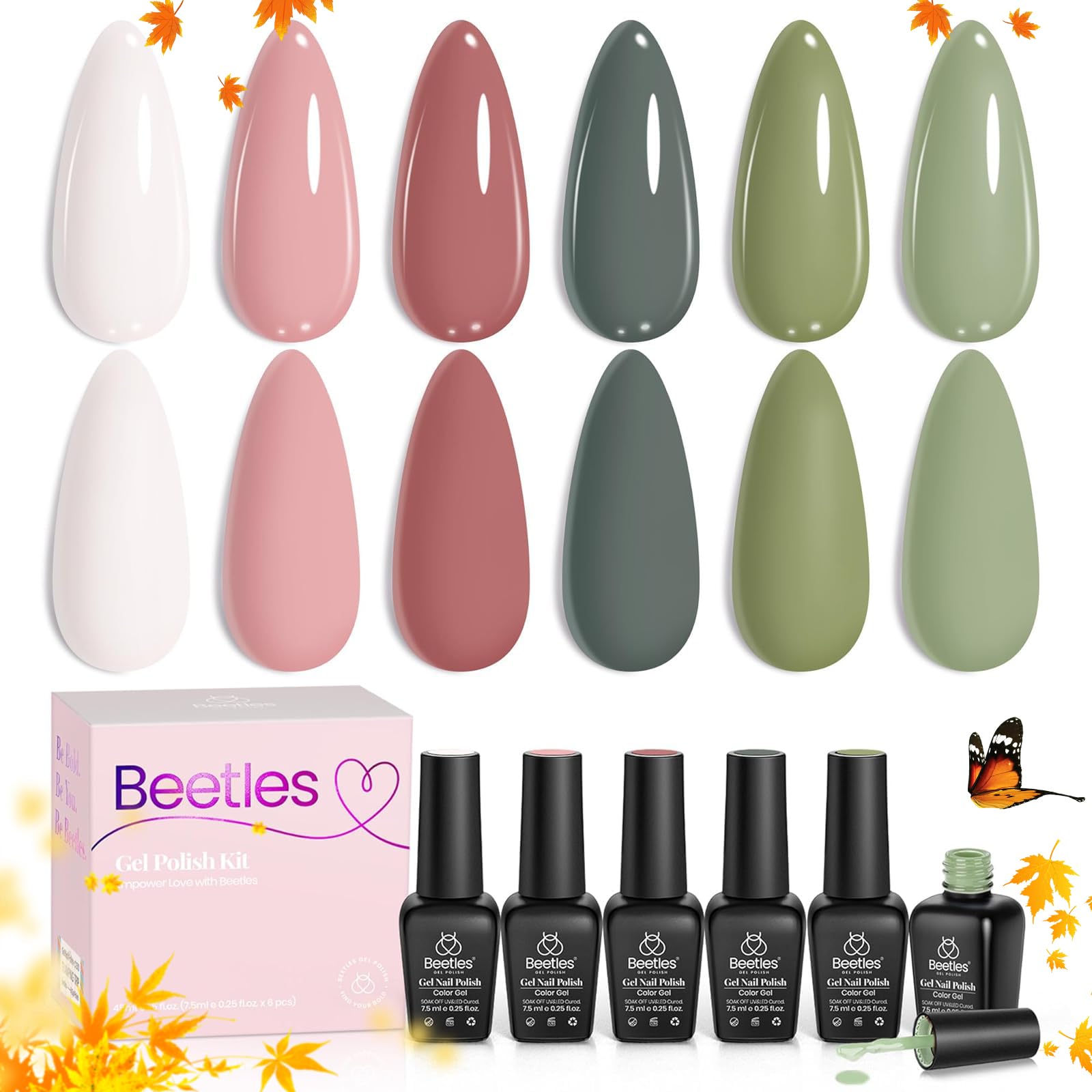 Beetles Gel Nail Polish Sage Green bottle showcases long-lasting salon-ready color.