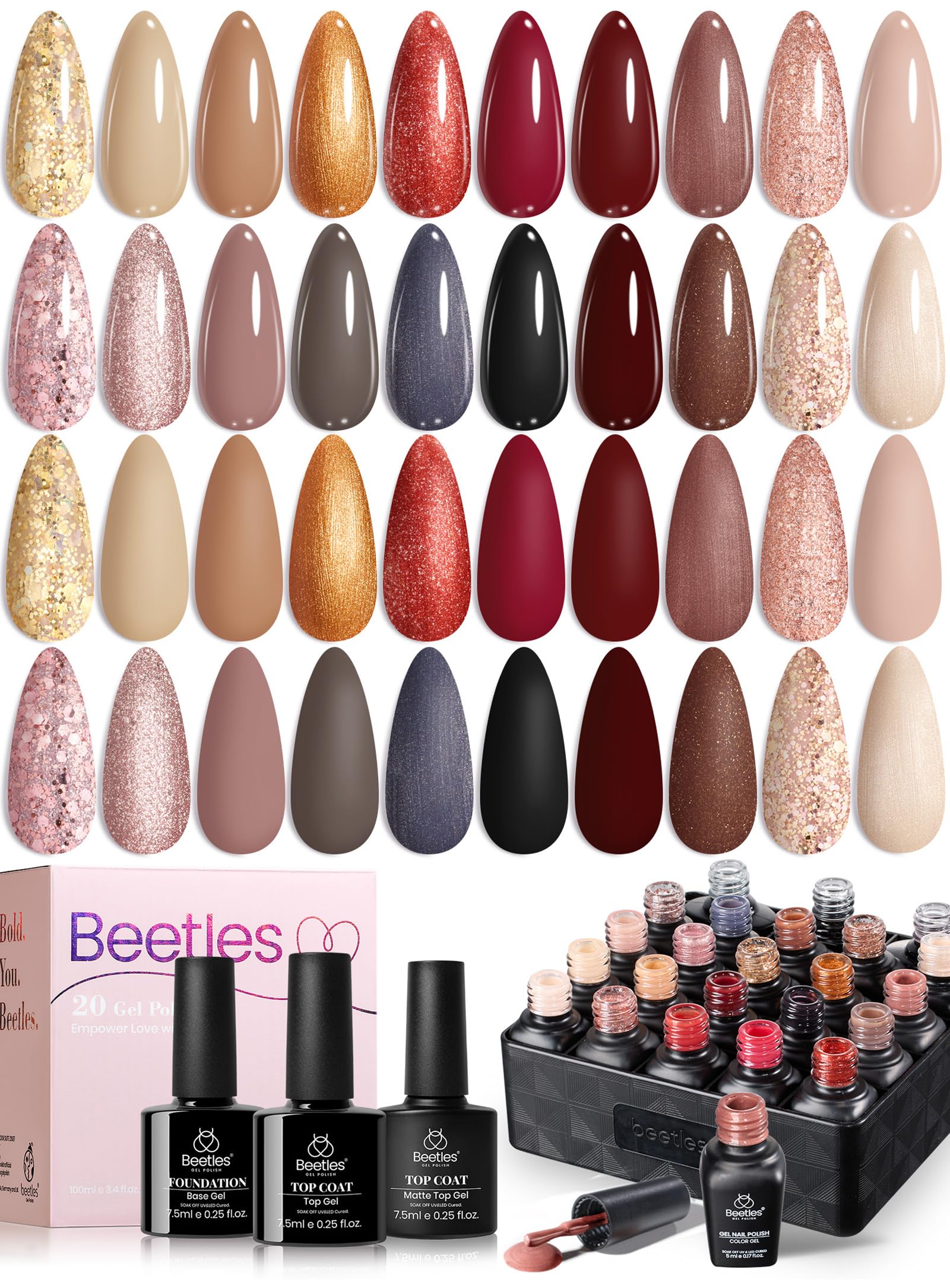 Beetles Gel Nail Polish Set 20 Colors Palette for versatile year-round looks
