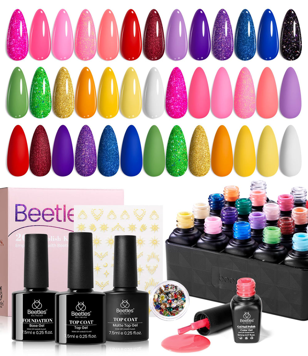 Beetles Gel Nail Polish Set 20 Colors Palette for versatile home nail art