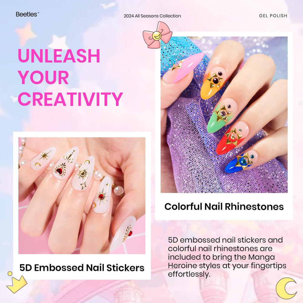 Beetles Gel Nail Polish Set embossed 5D stickers for custom nail art