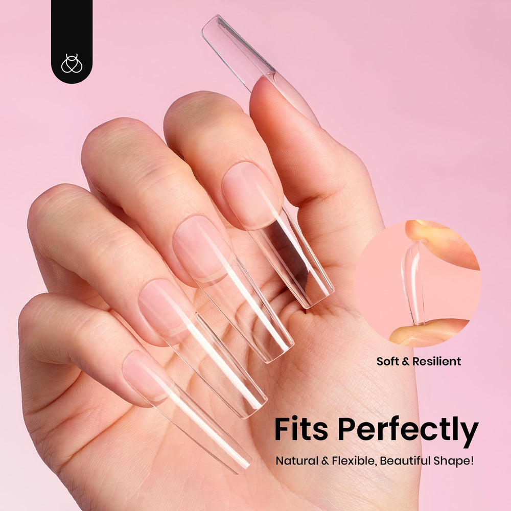 Beetles Gel Nail Tips application process highlights quick 3-minute extension