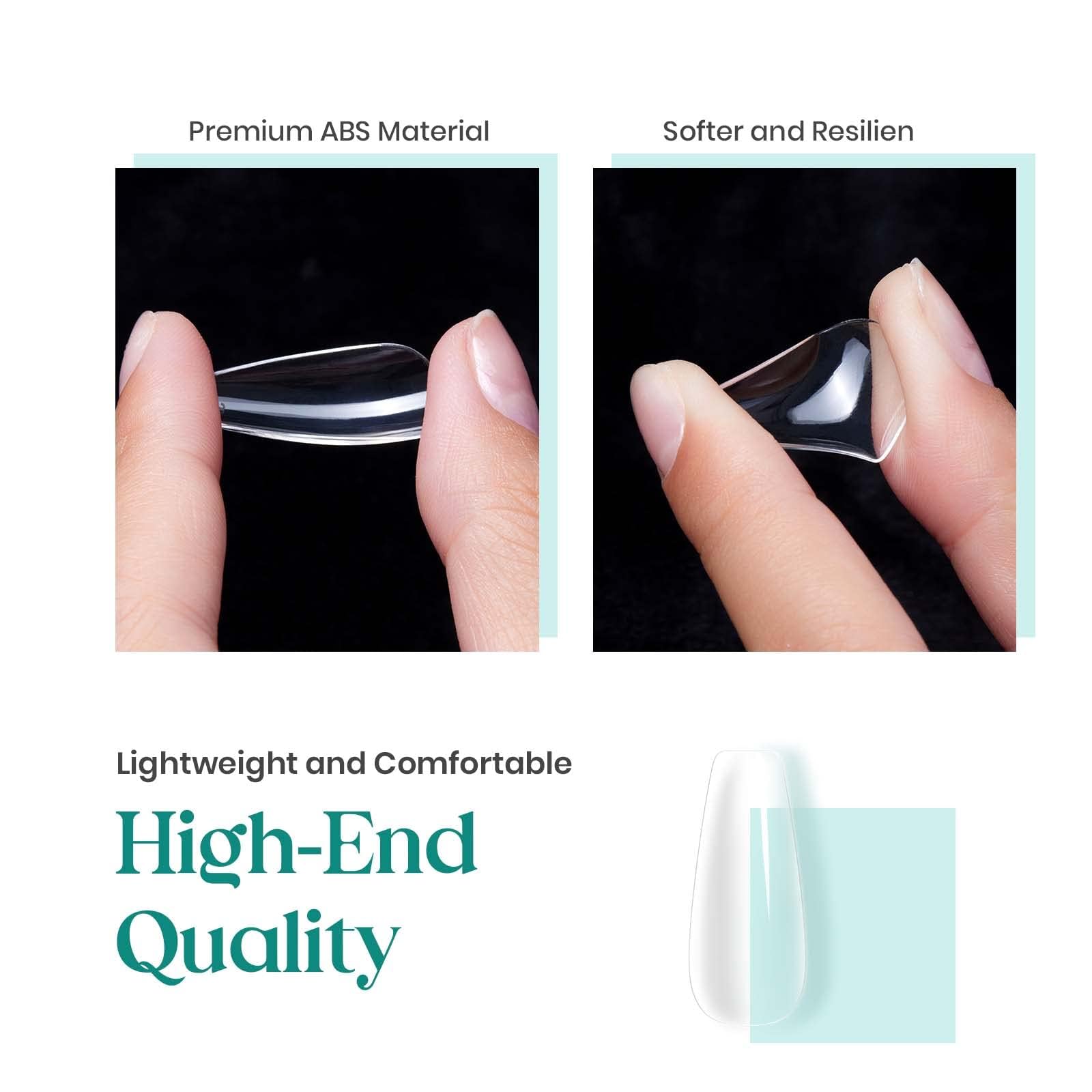 Beetles Gel Nail Tips coffin-shaped clear tips offering natural-looking full-cover extensions