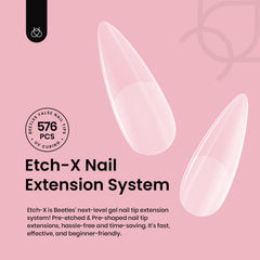 Beetles Gel Nail Tips Etch-X Half Matte Finish shows natural edge for daily wear.