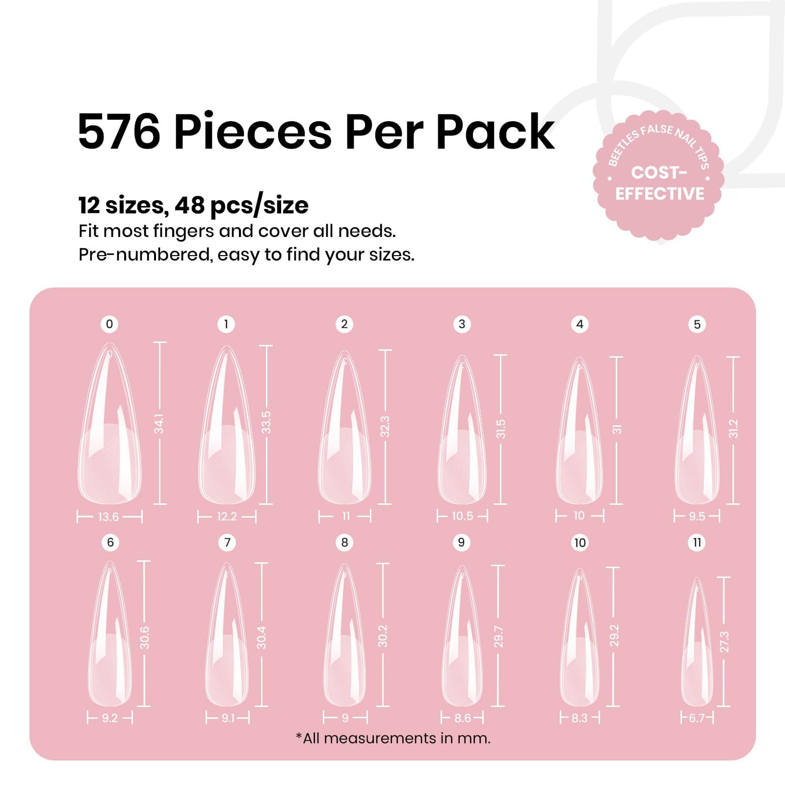 Beetles Gel Nail Tips Etch-X Thin Edge Natural Look emphasizes seamless nail growth.