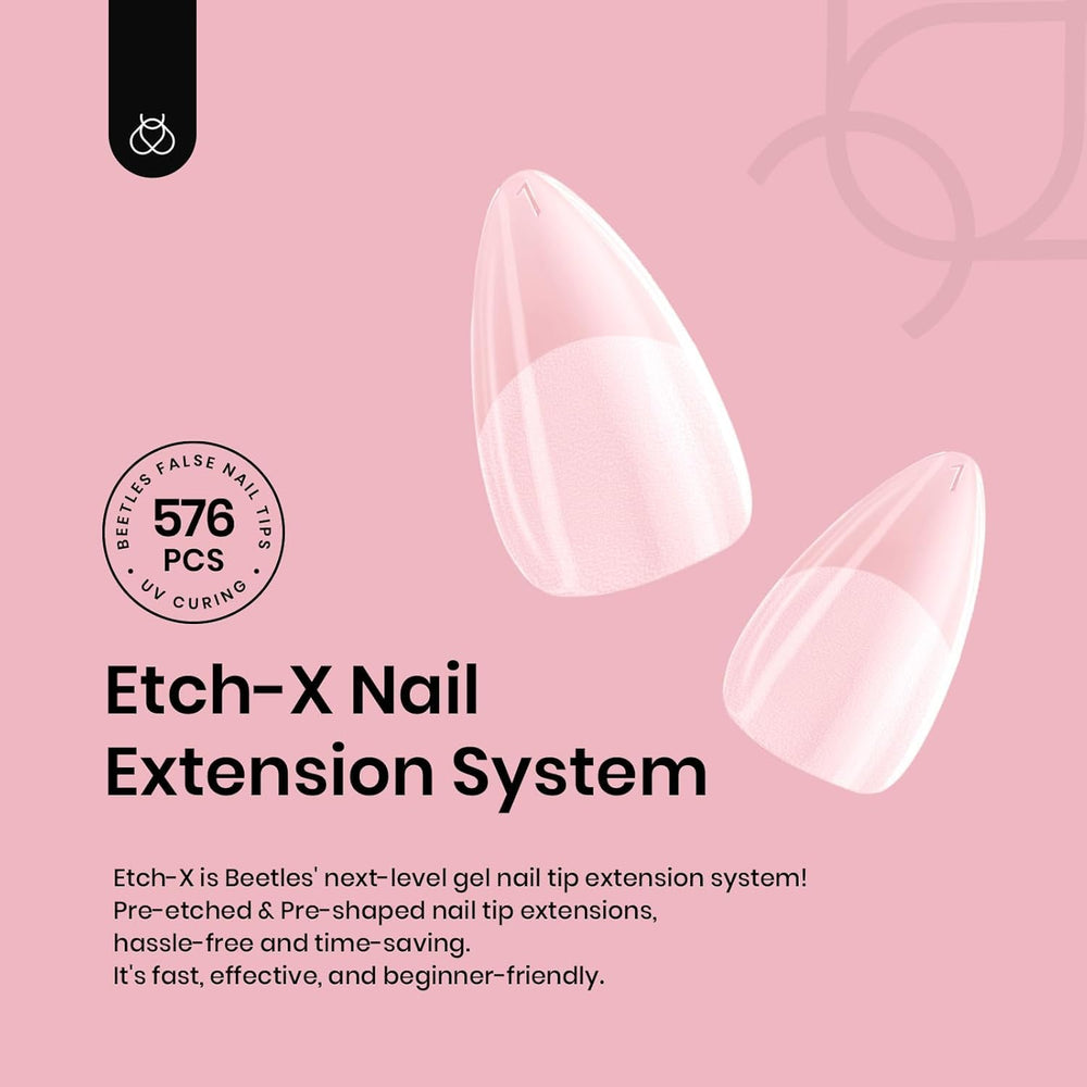 Beetles Gel Nail Tips half-matte edge close-up shows natural-looking shape for easy wear