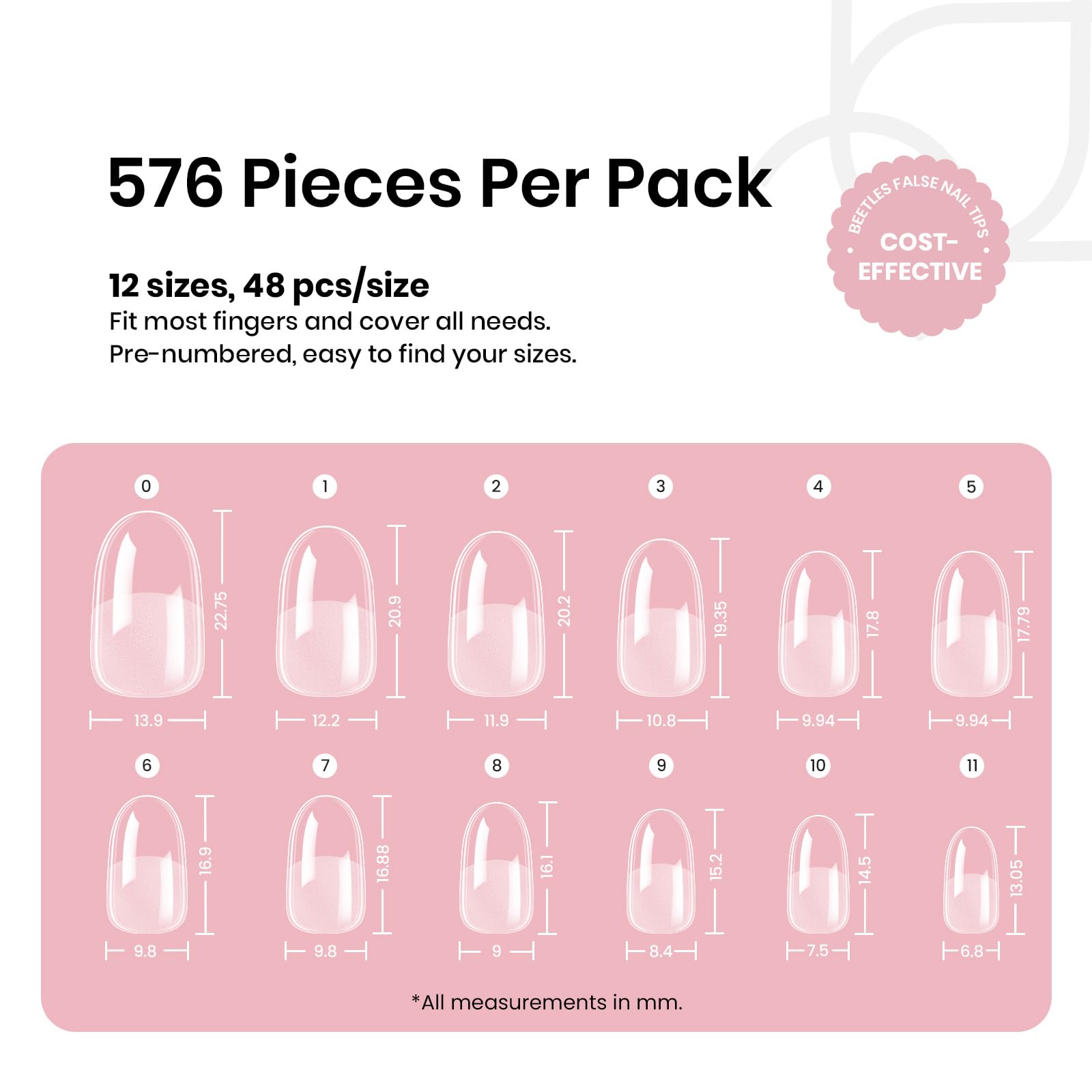 Beetles Gel Nail Tips half-matte inner surface improves gel bonding