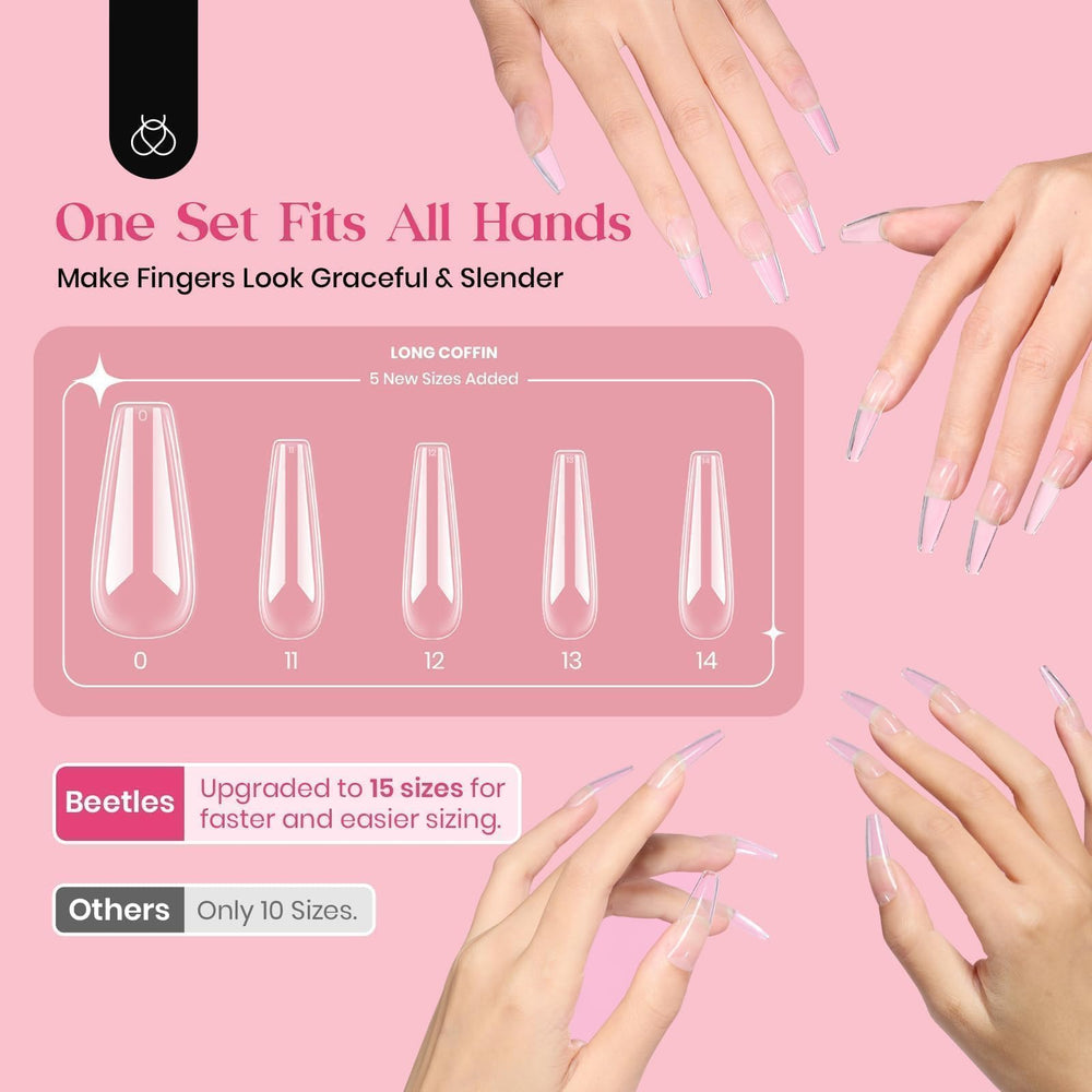 Beetles Gel Nail Tips pre-shaped full cover save shaping time for quick manicures.