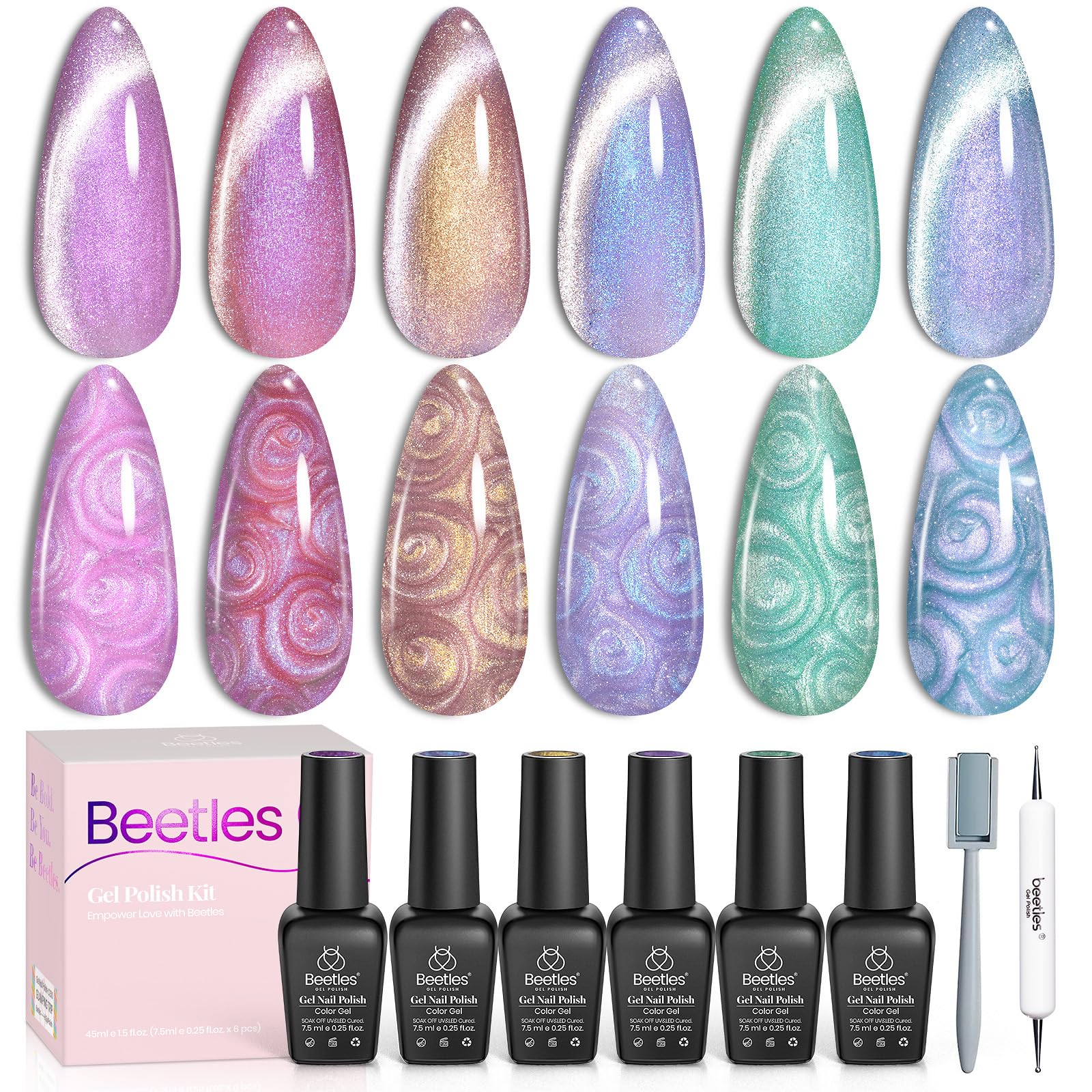 Beetles Gel Pearl Ojo de Gato: 6 colores para un acabado duradero y perlado