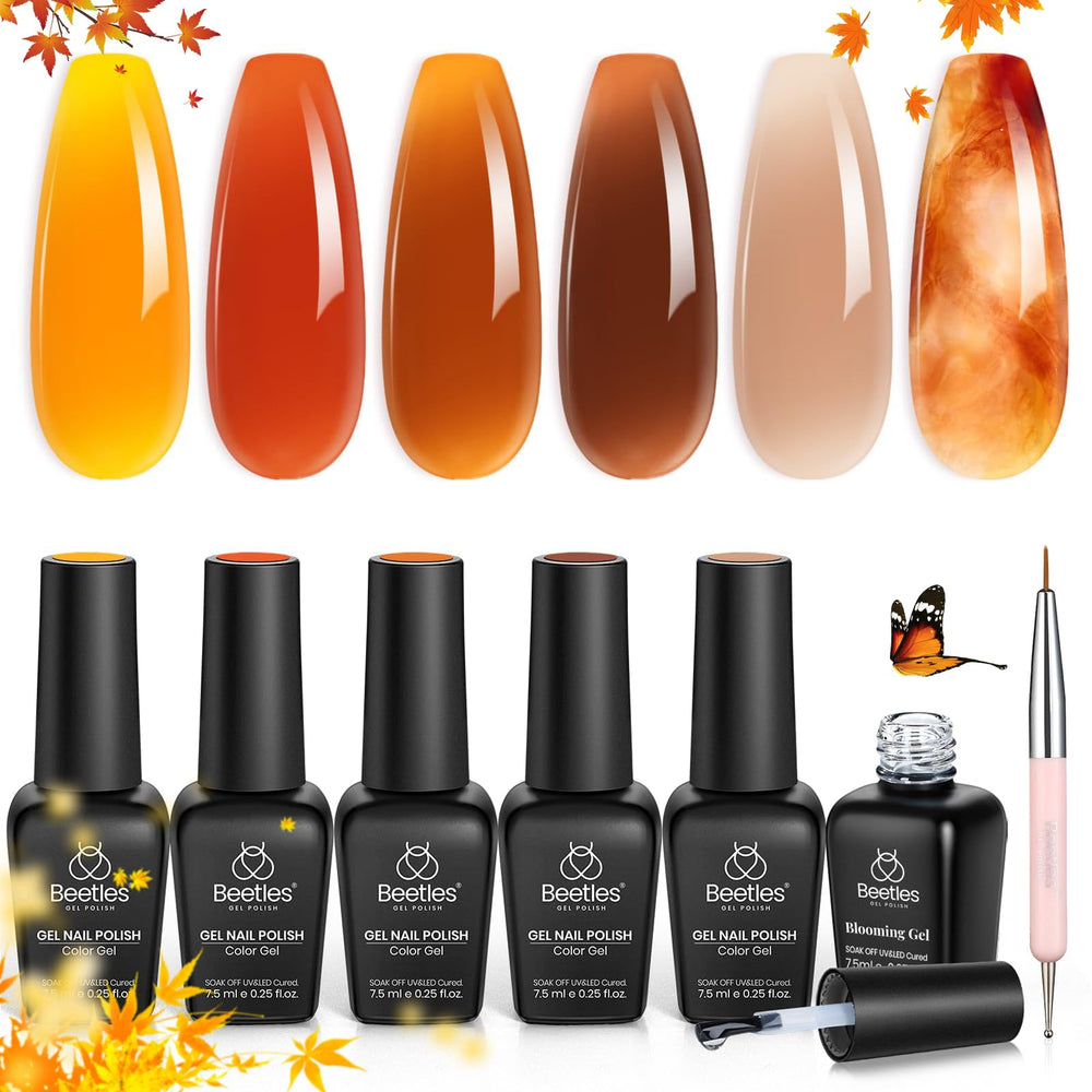 Beetles Gel Polish Amber Chic Jelly Set for glossy fall nails