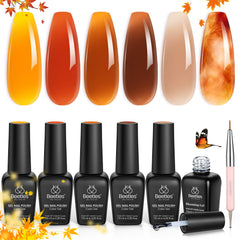 Beetles Gel Polish Amber Chic Jelly Set for glossy fall nails