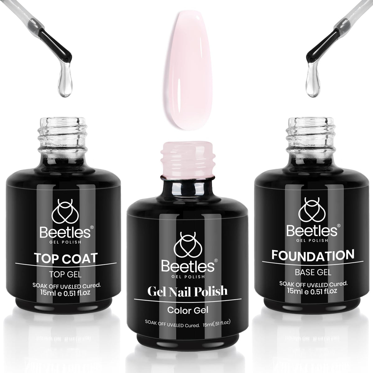 Beetles Gel Polish base coat bottle for smooth, lasting adhesion.