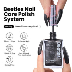 Beetles Gel Polish black glitter brush-on nail swatch demonstrates a glossy, high-shine finish