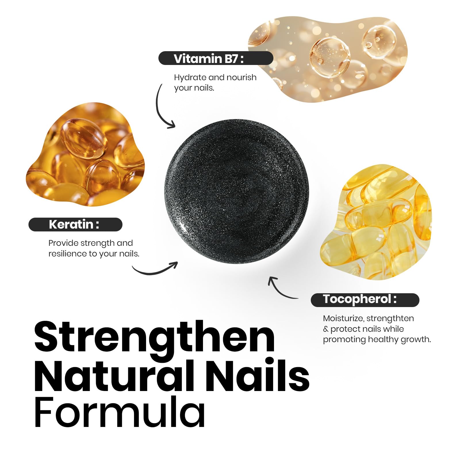 Beetles Gel Polish black glitter on-nail view highlights rich shimmer and long wear potential