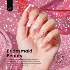 Beetles Gel Polish Bridesmaid Beauty swatches in rose tones for bridal manicure ideas.