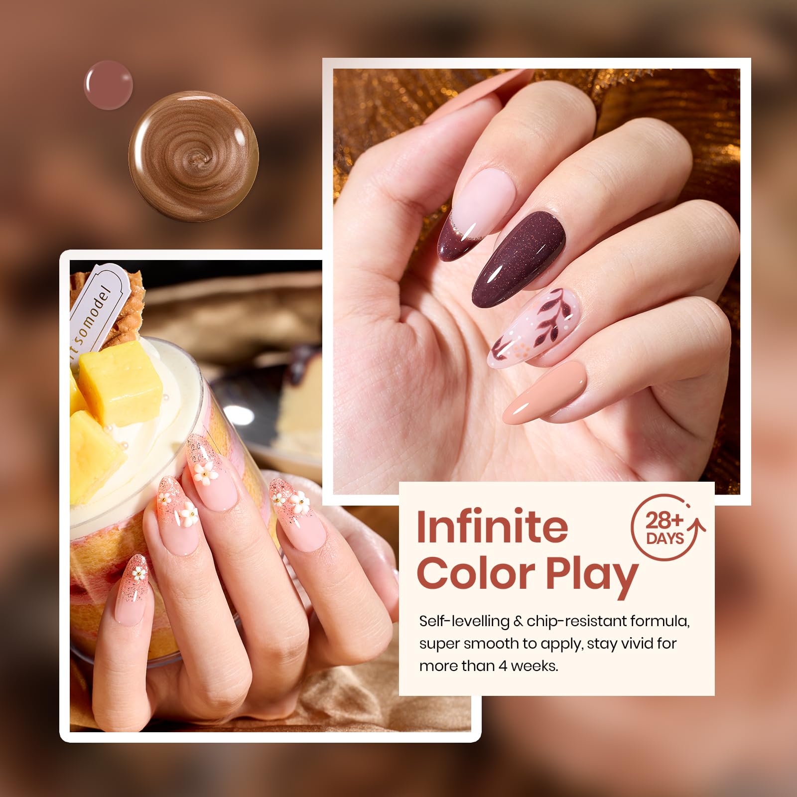 Beetles Brownie Bliss pearl shimmer detail on color swatch