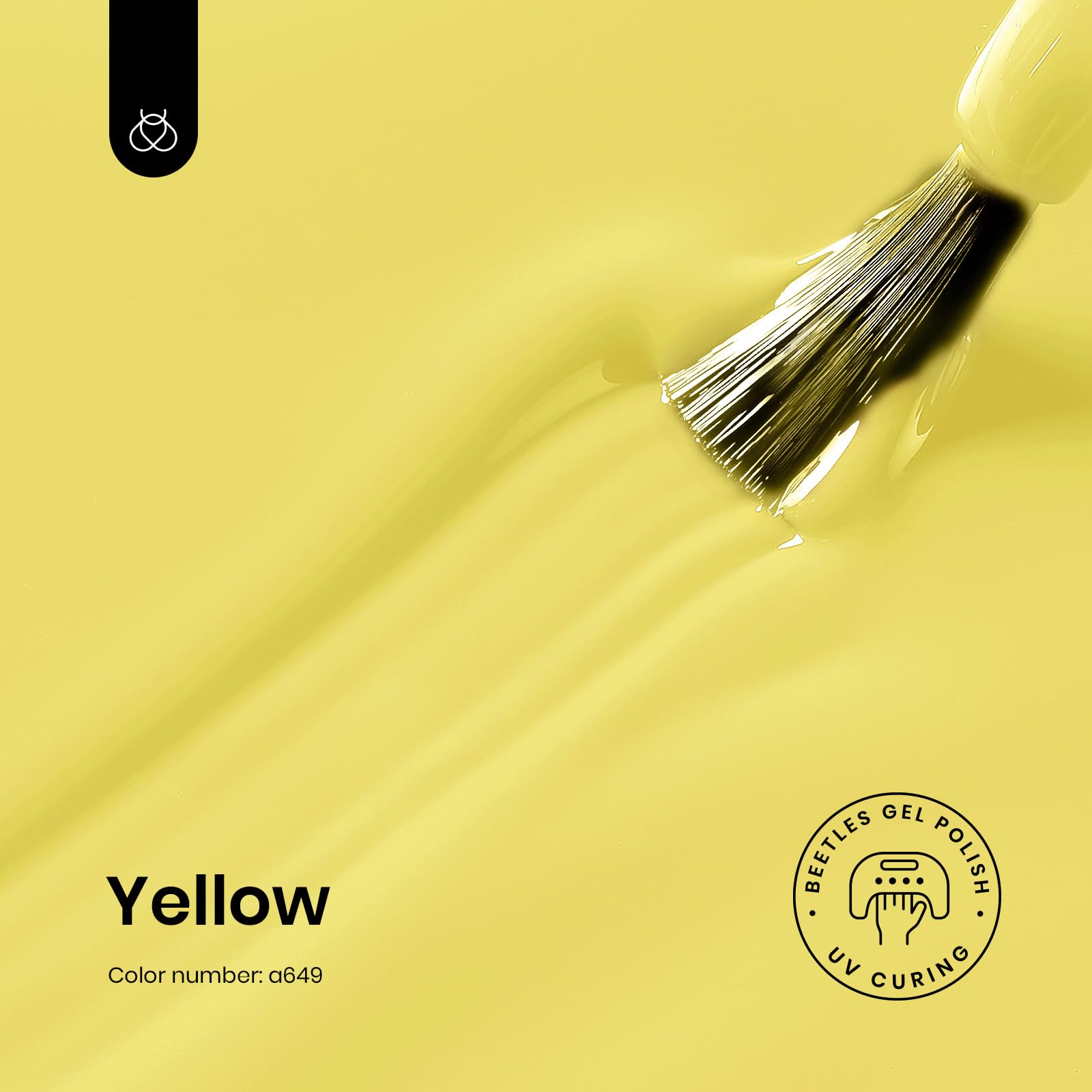 Beetles Gel Polish Canary Yellow brush closeup shows even texture for flawless coats