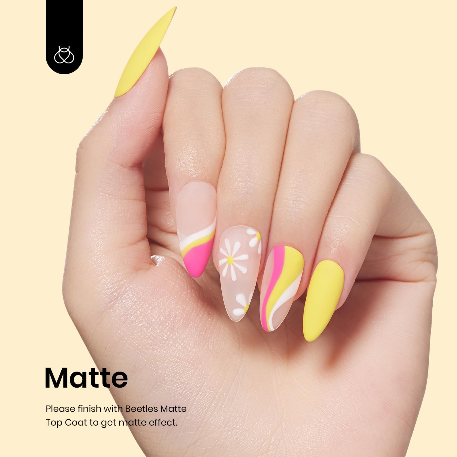 Beetles Gel Polish Canary Yellow wet-look swatch reveals glossy, chip-resistant shine