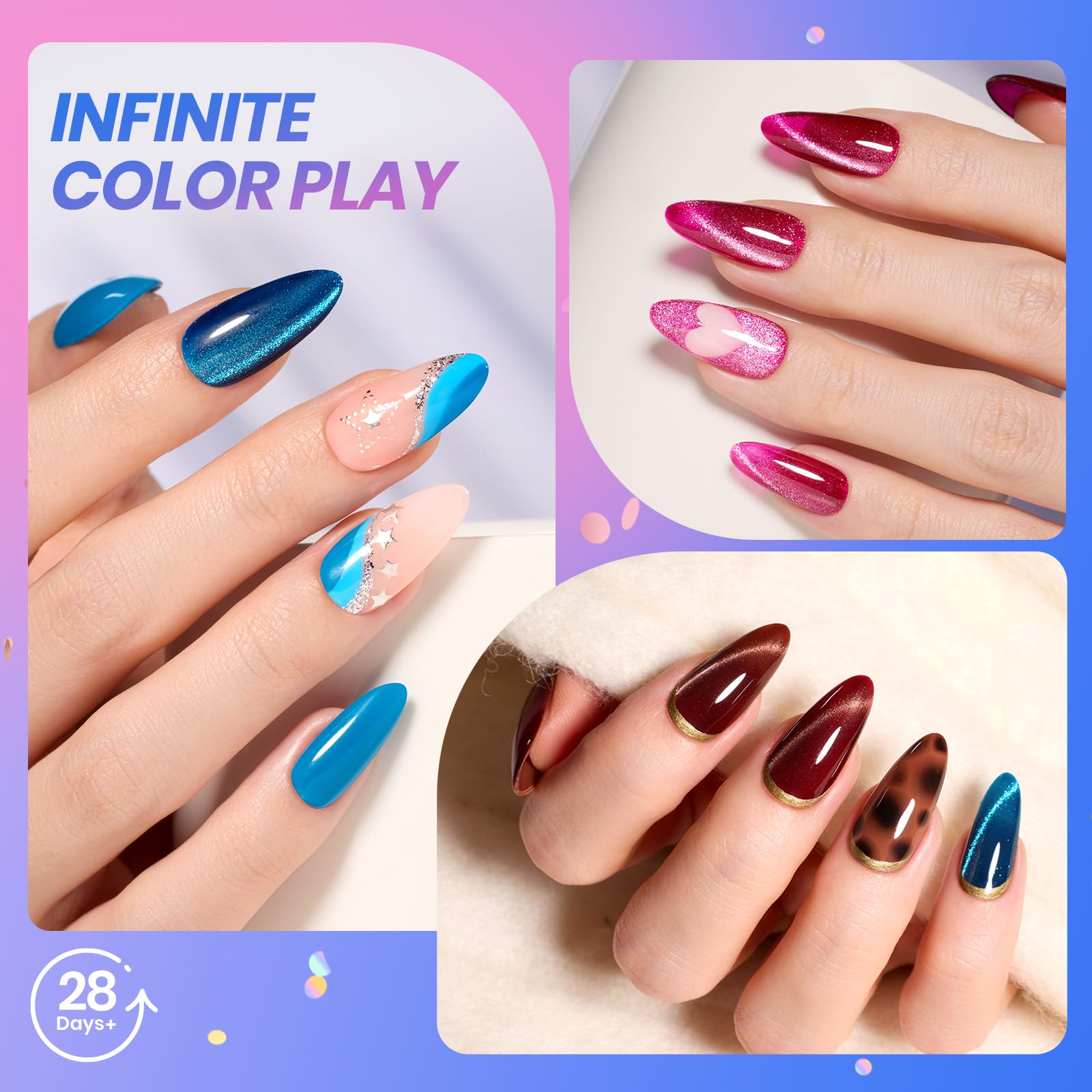 Beetles Gel Polish cat-eye gels magnet with 3D shifting depth for dynamic nails