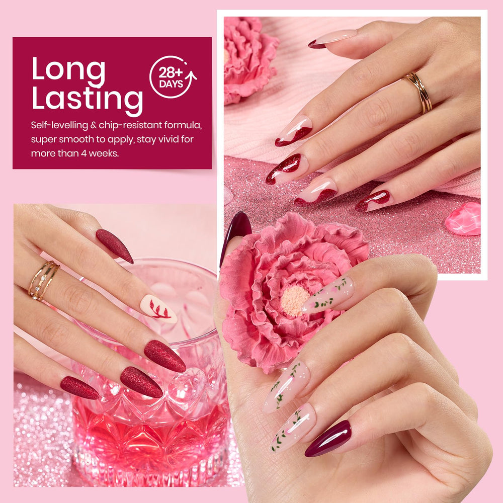 Beetles Cherry Mocha Red Glitter nails on hand for chic daily wear