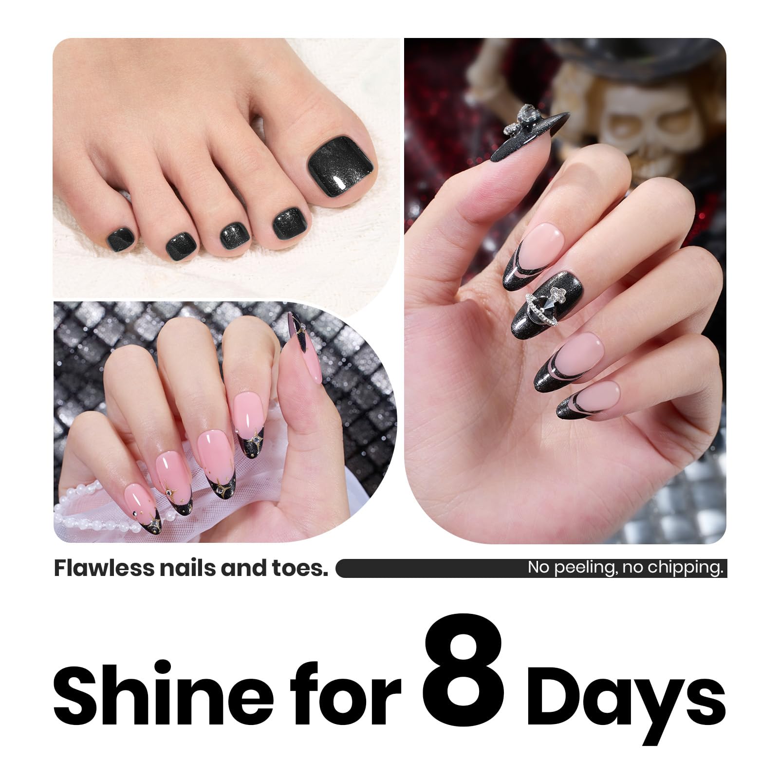 Beetles Gel Polish Christmas nail-art idea emphasizes quick-dry sparkle for parties
