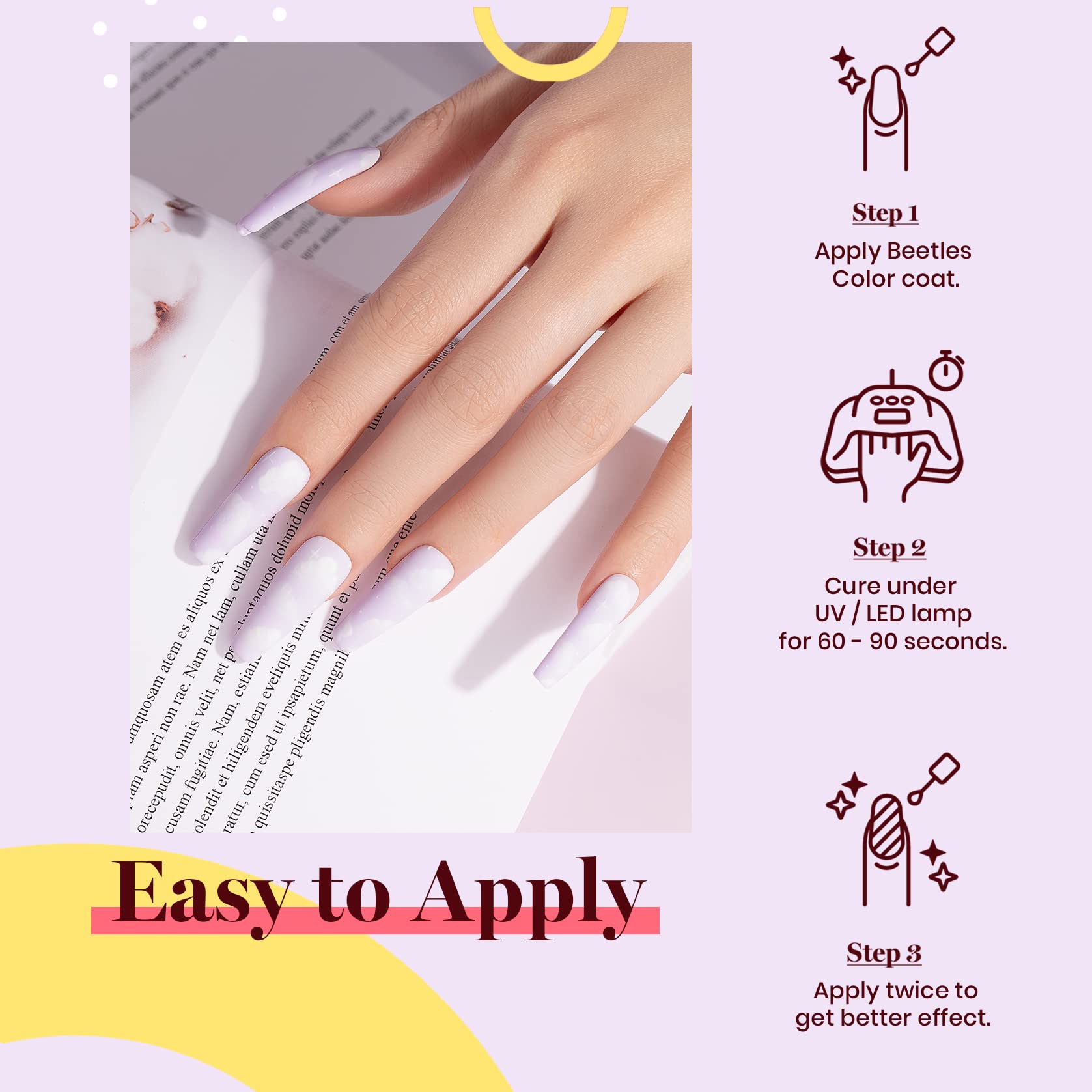 Beetles Gel Polish color swatch helps choose lilac shade easily.