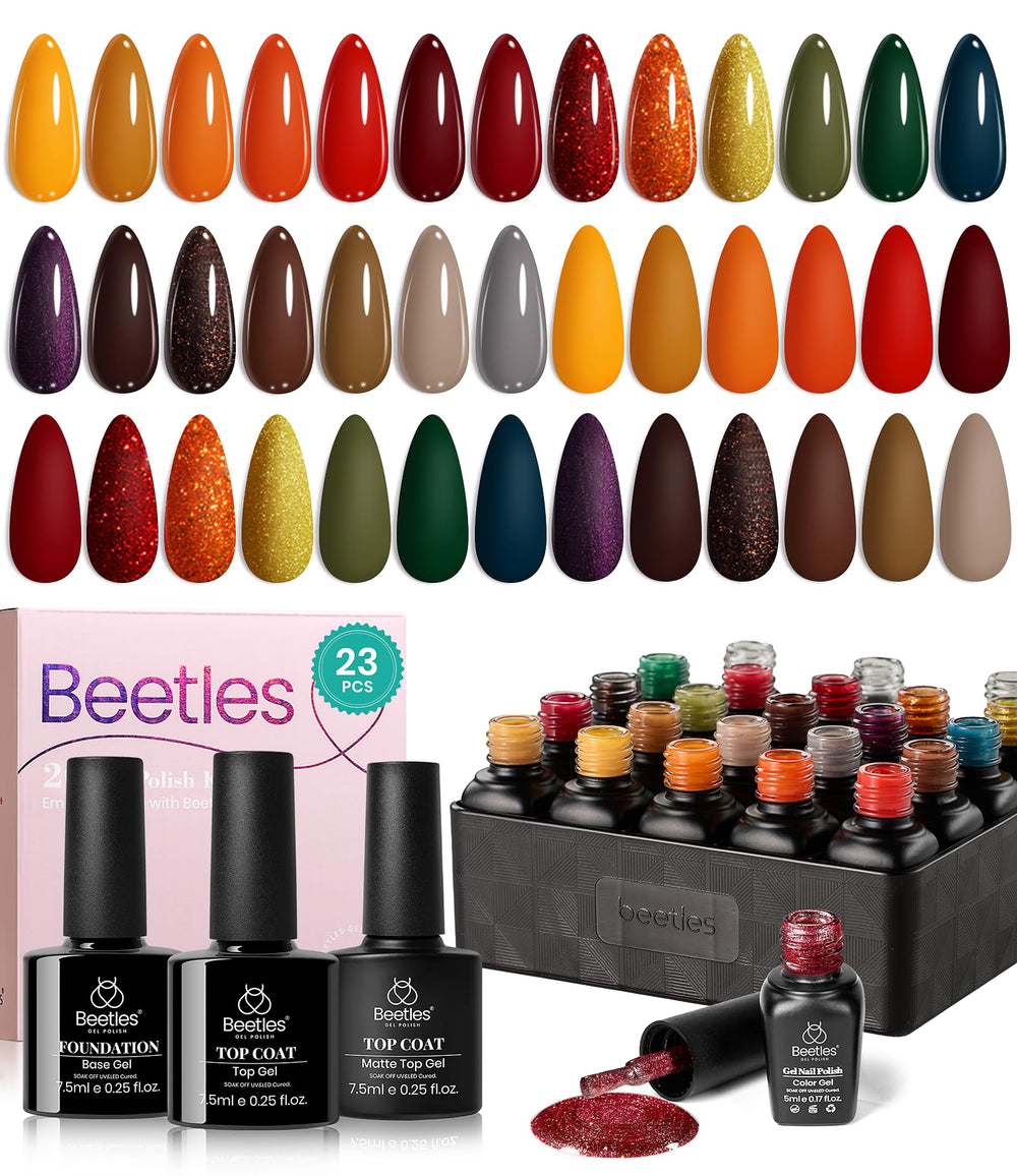 Beetles Gel Polish Cozy Campfire fall nails in warm tones for cozy season