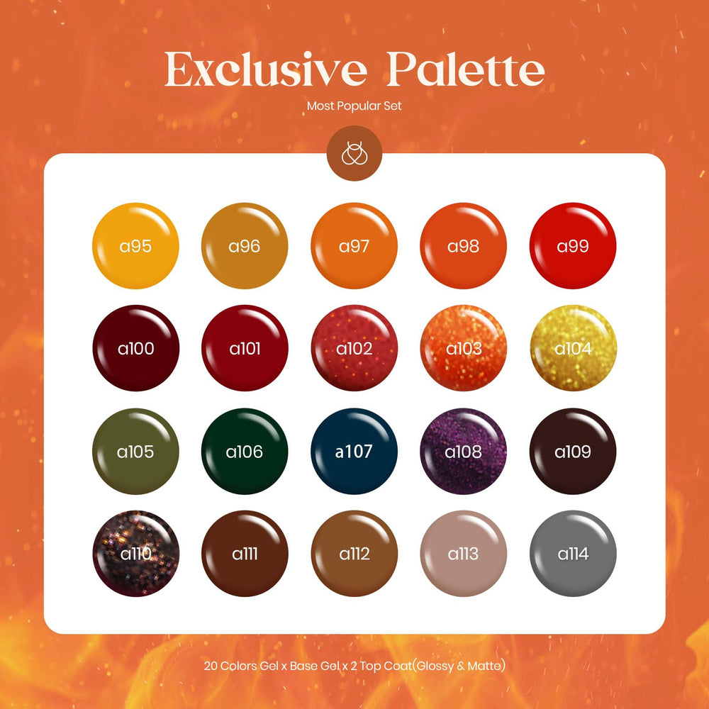 Beetles Gel Polish Cozy Campfire palette on nails highlights warm autumn hues
