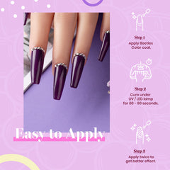 Beetles gel polish dark-lilac bottle reveals a rich purple shade for bold nails.