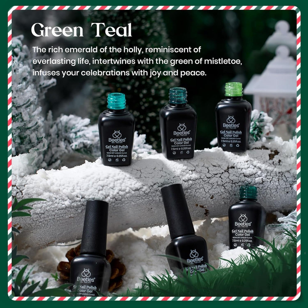 Beetles Gel Polish emerald shade swatch with glossy brightness.