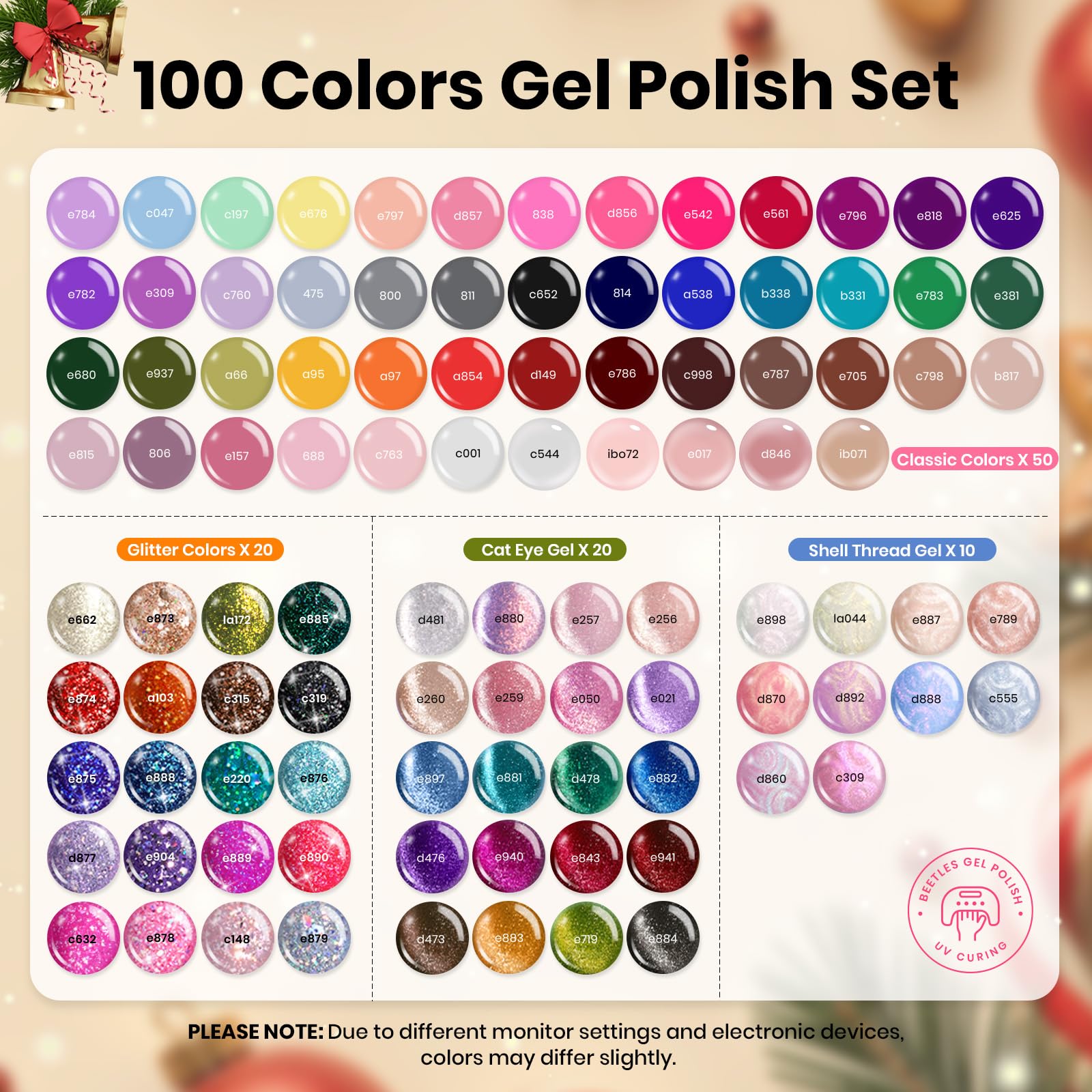 Beetles Gel Polish Gift Set holiday box showcases festive packaging for gifting