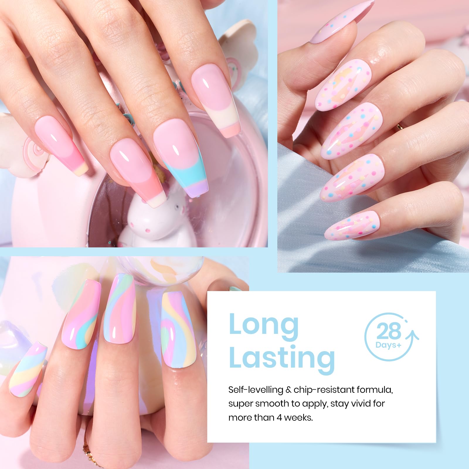 Beetles glitter pastel nails showcase sparkling, festive accents.