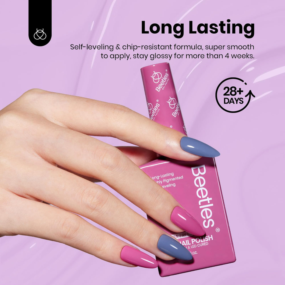 Beetles gel polish on nails shows a glossy, long-lasting finish