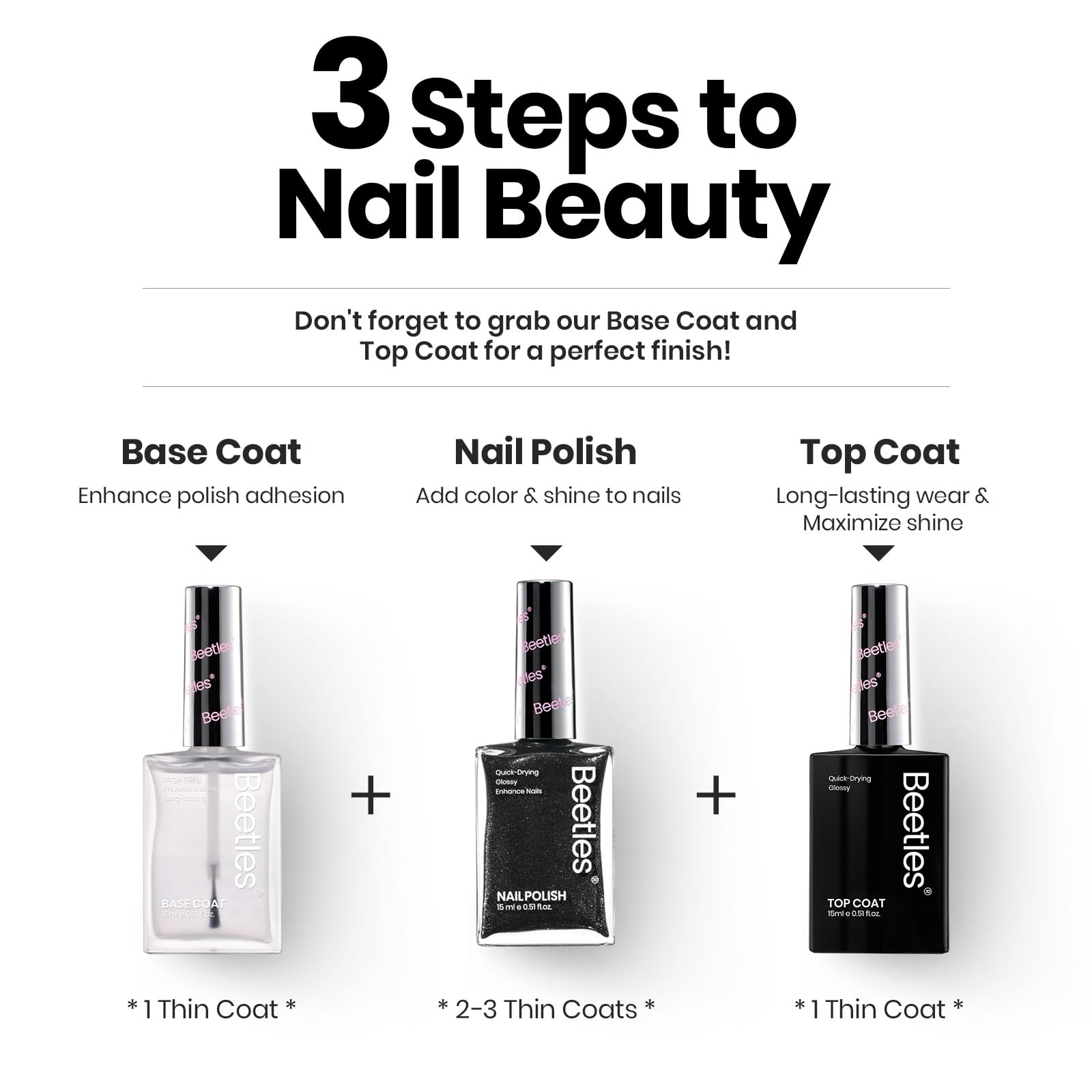 Beetles Gel Polish formula includes keratin and vitamins for nail-strengthening care