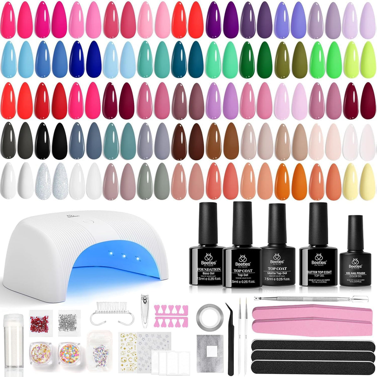 Beetles Gel Polish Kit 55 Colors for versatile at-home manicures.