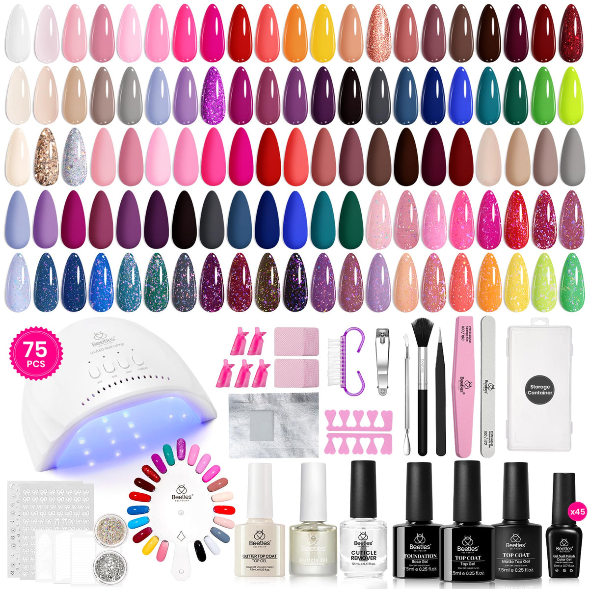 Beetles Gel Nail Polish Kit All-in-One colors for home salon-quality nails.