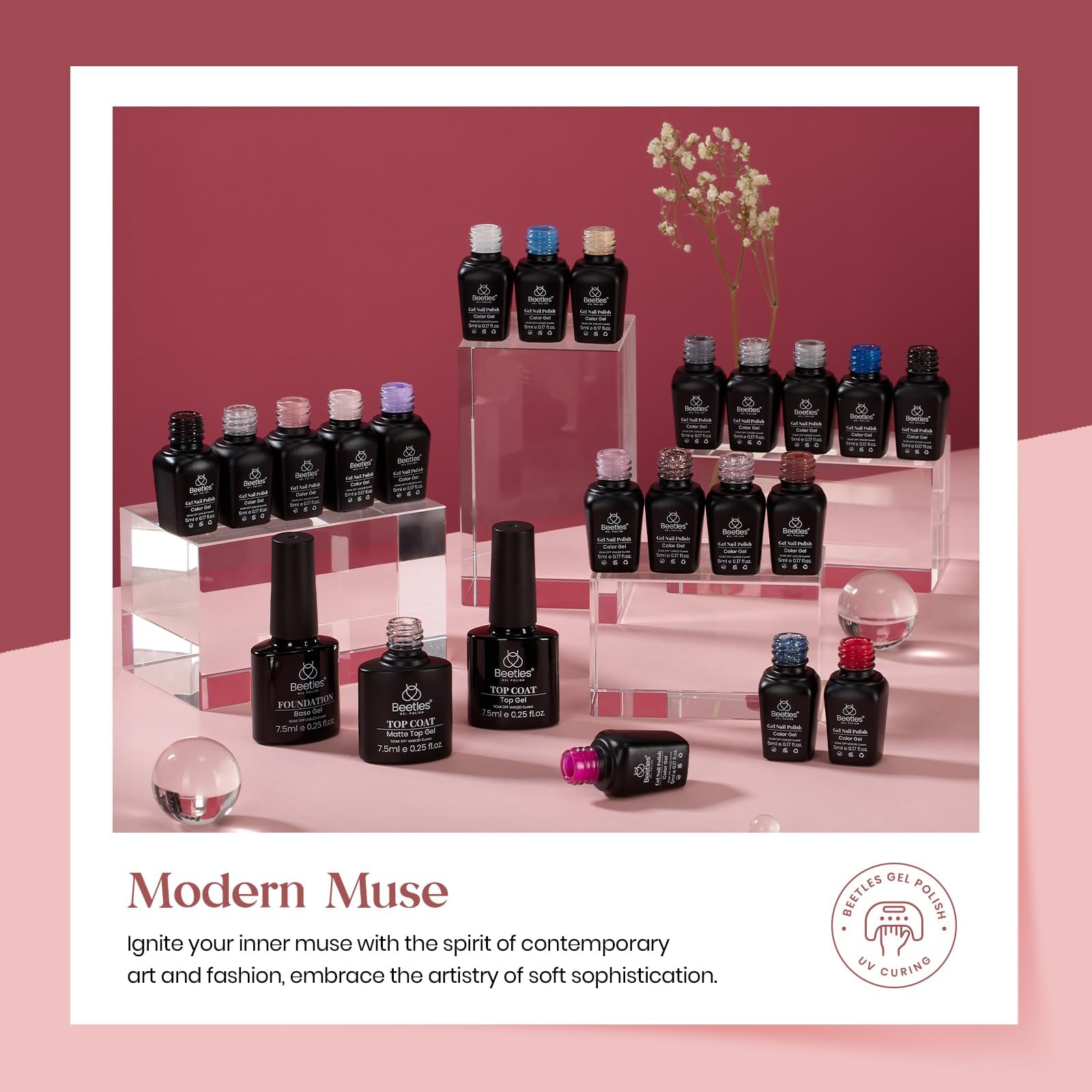 Beetles Gel Polish Kit burgundy glitter nails offer bold yet elegant options.