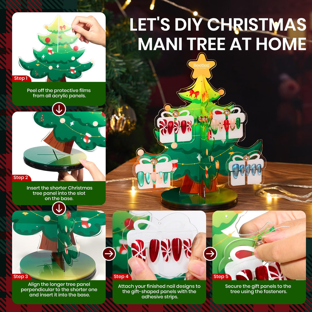 Beetles Gel Polish Kit Christmas tree display stand with festive flair