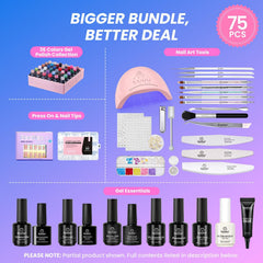 Beetles Gel Polish Kit color swatches showcasing 36 shades for variety.