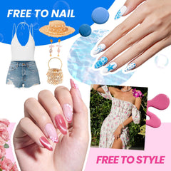 Beetles Gel Polish Kit almond nail tips included for manicures.