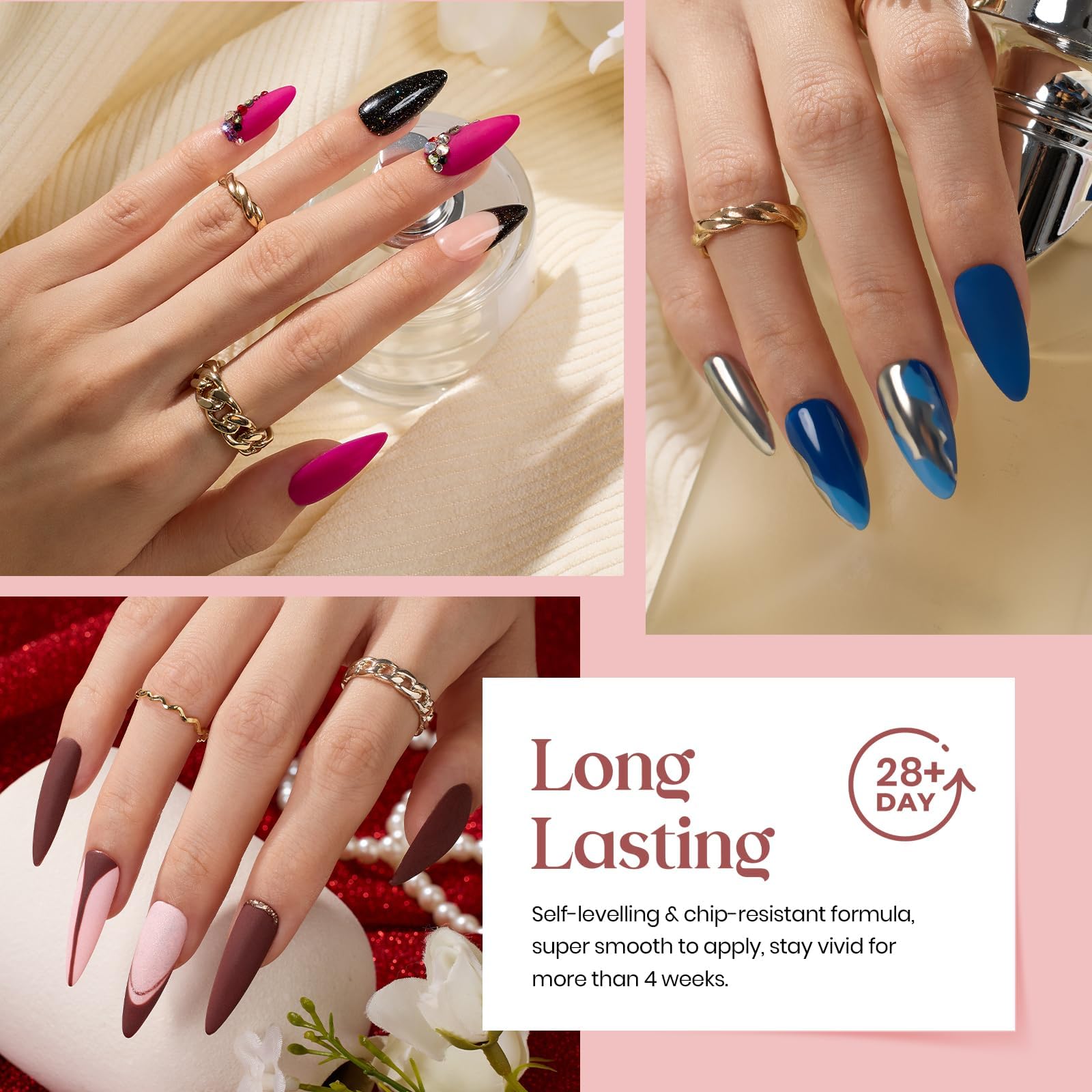 Beetles Gel Polish Kit soak-off removal for easy color changes.