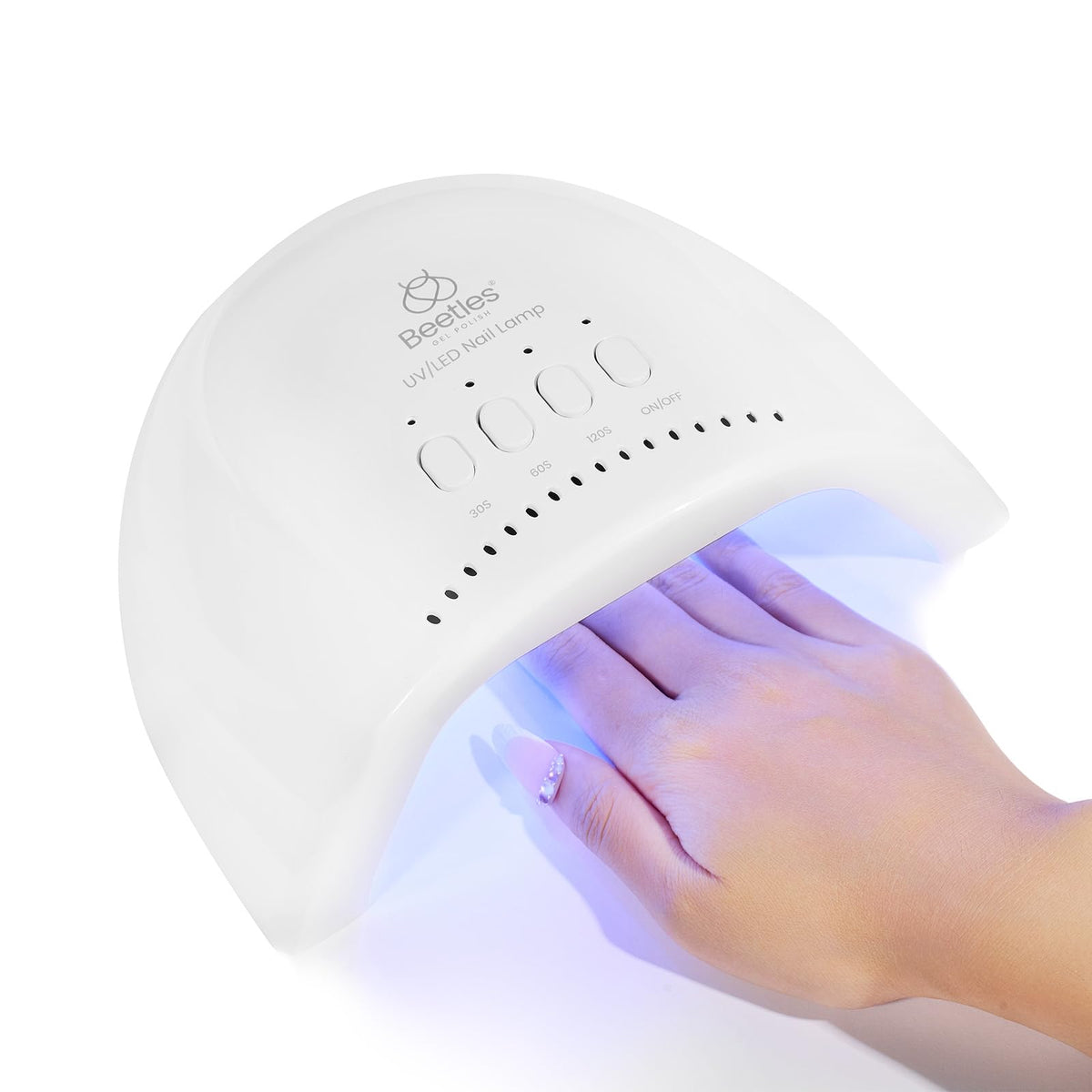 Beetles Gel Polish Lamp front view with quick, even curing for gel nails